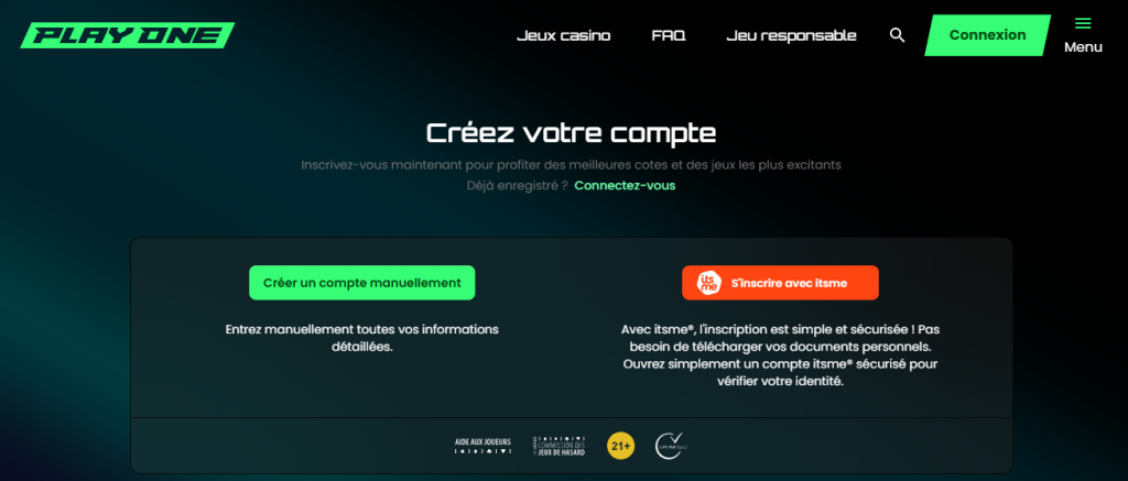 Inscription Playone casino