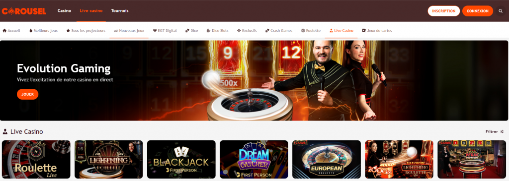 Jeux carousel casino